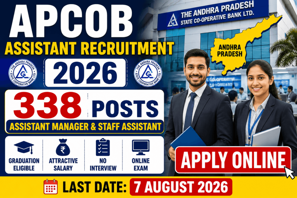 APCOB Assistant Recruitment 2026 Notification for 338 Assistant Manager and Staff Assistant Posts